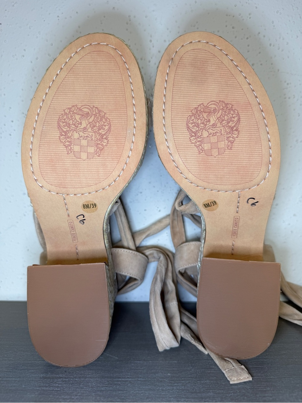 Vince Camuto Roreka Lace Up Espadrille Sandal Wedge Tortilla Suede Sz 8M RP$215 - Picture 7 of 8